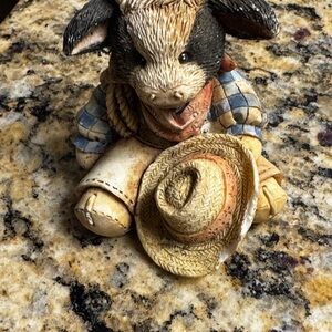 Enesco Cow Figurine with Blue and Black Accents